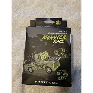 Protocol Monster Race Glow in Dark Racing Tow Trucks 3D Set of 2 Puzzles NIP